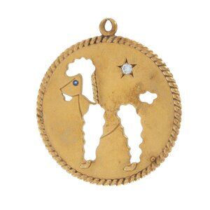 Cartier Diamond Vintage Poodle Charm Yellow Gold 14k Round Brilliant Dog